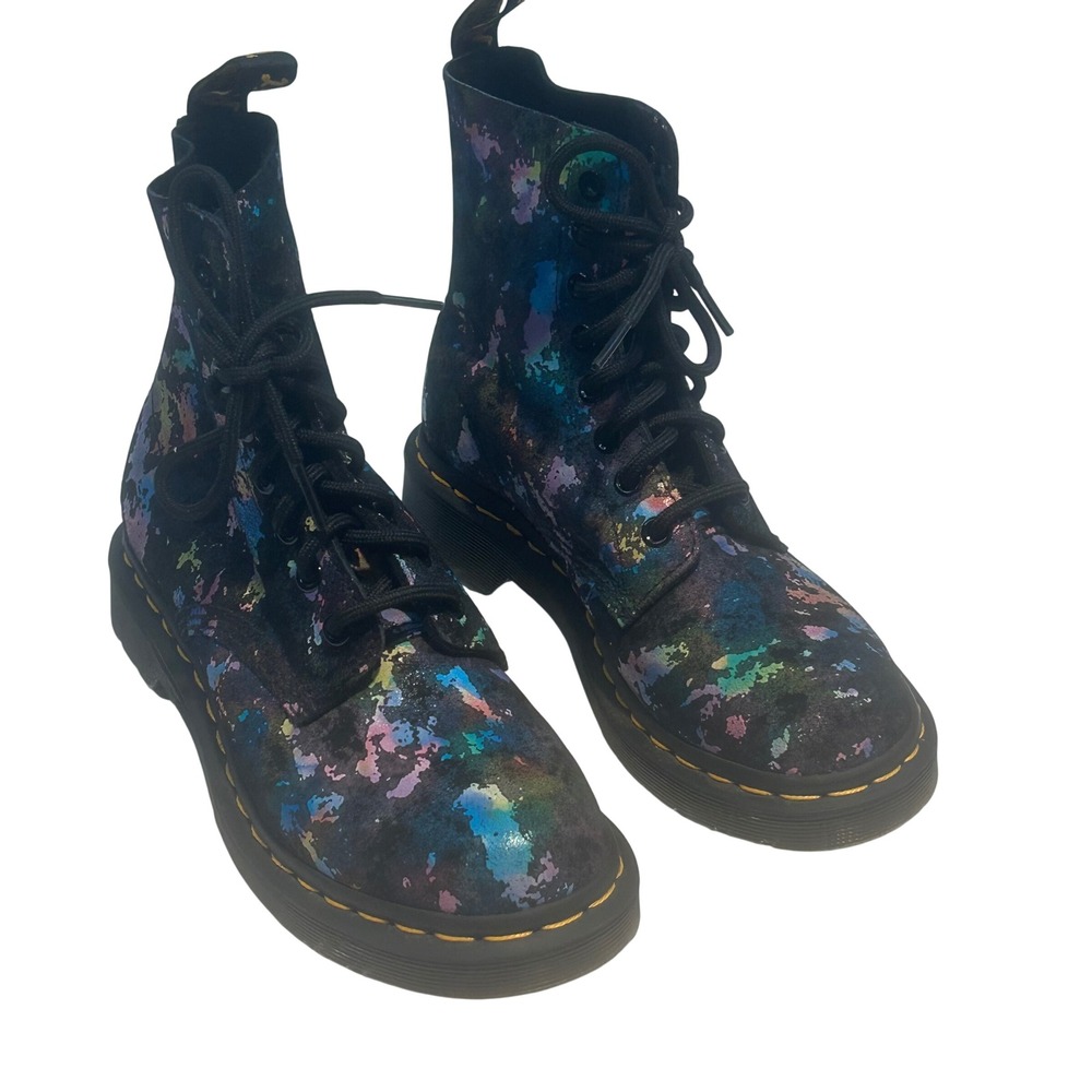 Dr Martens 1460 Multi Color Paint Splatter Floral Combat Boots Women's 5 UK‎ 36